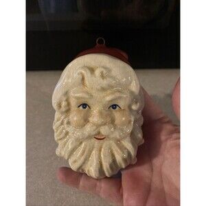 SANTA HEAD  CERAMIC CHRISTMAS ORNAMENT APPROX. 4 1/2" X 3" WIDE, MADE IN CHINA